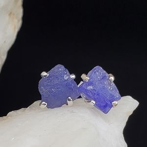 Sterling Silver 925 Genuine Raw Tanzanite Stone Unique Jewelry Bohemian Style